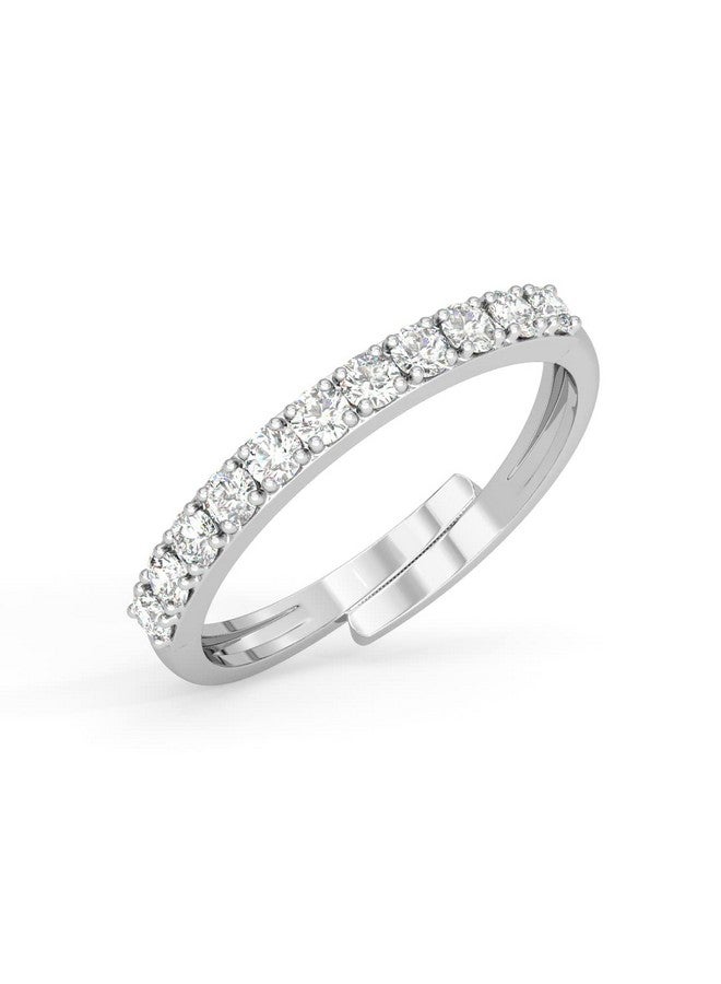 CLARA خاتم إصبع كلاسيكي بسيط من الفضة الإسترلينية 925 مع حزام قابل للتعديل | هدية للنساء والفتيات والزوجات والصديقات | مطلي بالروديوم وزركون سويسري - Image 1