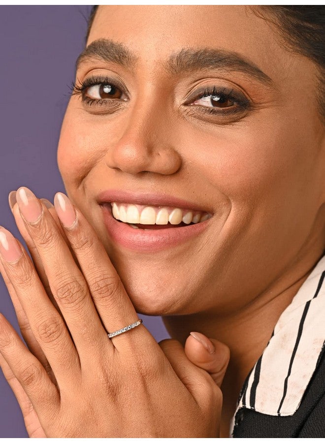 CLARA خاتم إصبع كلاسيكي بسيط من الفضة الإسترلينية 925 مع حزام قابل للتعديل | هدية للنساء والفتيات والزوجات والصديقات | مطلي بالروديوم وزركون سويسري - Image 4