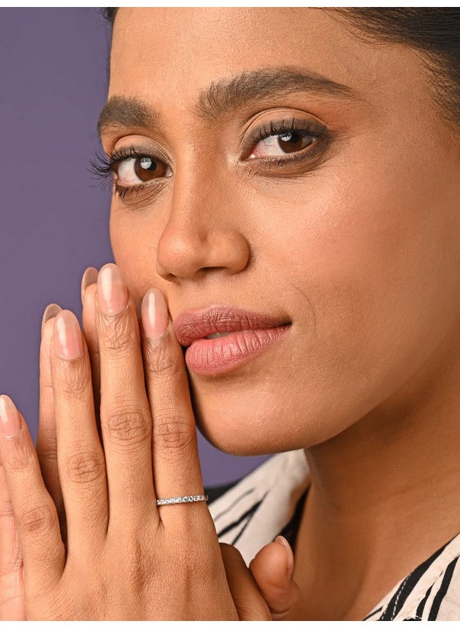 CLARA خاتم إصبع كلاسيكي بسيط من الفضة الإسترلينية 925 مع حزام قابل للتعديل | هدية للنساء والفتيات والزوجات والصديقات | مطلي بالروديوم وزركون سويسري - Image 3