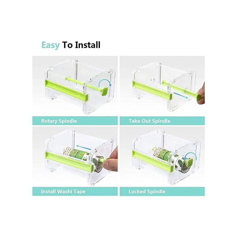 Zikra Tape Cutter Holder with Making Tape, Clear Making Tape Dispenser, Transparent Tape Dispenser Roll Tape Holder for Gift Wrapping Scrapbooking Cards Diary DIY - Image 5