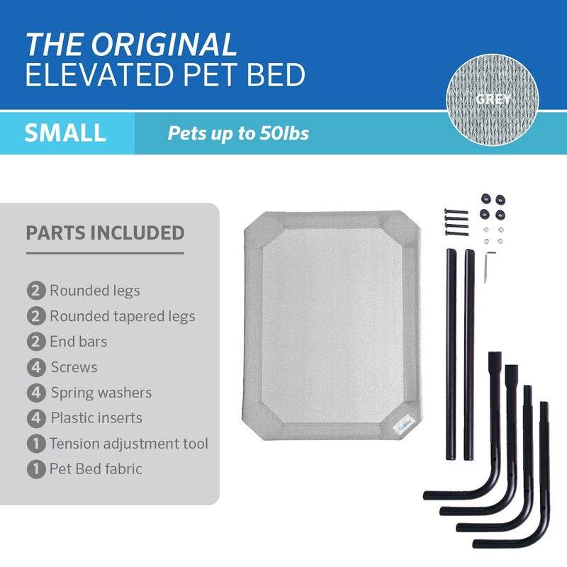 Coolaroo Original Elevated Dog Bed - Breathable Off-The-Ground Pet Bed with Cooling Fabric, Joint Relief & Moisture-Resistant Fabric, 100% Recyclable, Easy Clean, Grey, Small - Image 5