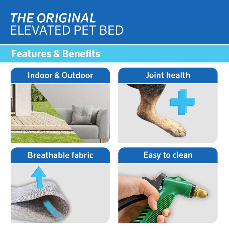 Coolaroo Original Elevated Dog Bed - Breathable Off-The-Ground Pet Bed with Cooling Fabric, Joint Relief & Moisture-Resistant Fabric, 100% Recyclable, Easy Clean, Grey, Small - Image 3