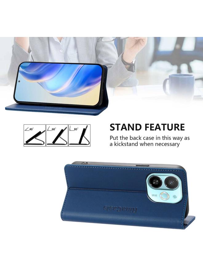 erorex Case For Tecno Spark 30C 5G / Pop 9 5G RC01 Dual-Folded Magnetic Suction RFID Leather Phone Case - Image 4