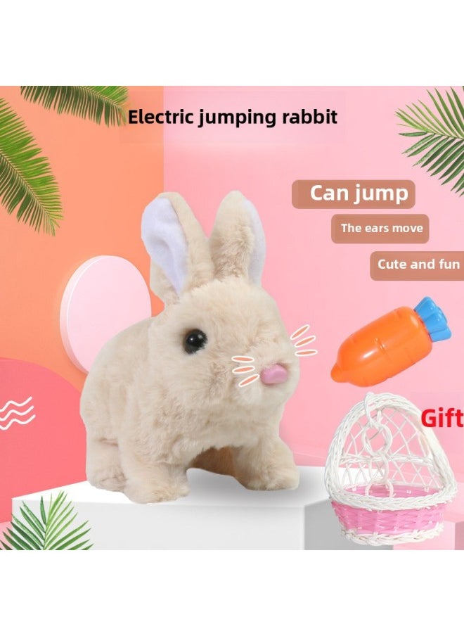 Children's Electric Pet Rabbit Plush Simulation Rabbit Doll Can Walk And Move Ears Girl Gift Rabbit-Color:Cute Pet Dog (Light Curry)  - Image 2
