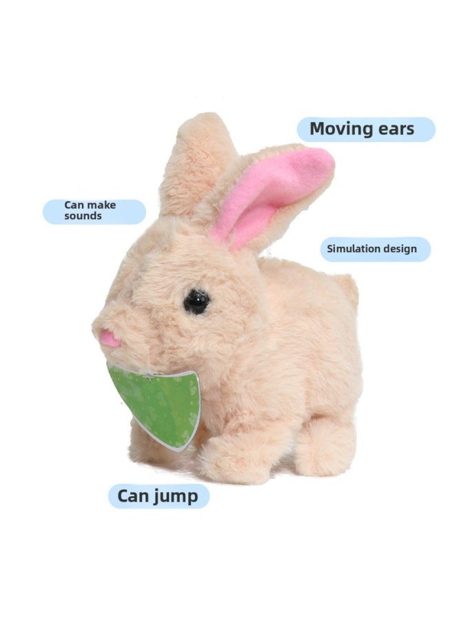 Children's Electric Pet Rabbit Plush Simulation Rabbit Doll Can Walk And Move Ears Girl Gift Rabbit-Color:Cute Pet Dog (Light Curry)  - Image 3