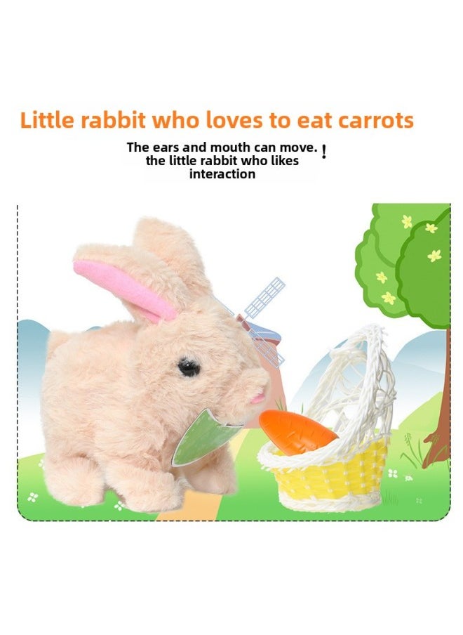 Children's Electric Pet Rabbit Plush Simulation Rabbit Doll Can Walk And Move Ears Girl Gift Rabbit-Color:Cute Pet Dog (Light Curry)  - Image 5