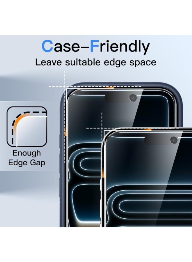 Denx Privacy Screen Protector for iPhone 17 Pro, Tempered Glass Anti-Spy Bubble Free Case Friendly Easy Installation Film for iPhone 17 Pro. - Image 3