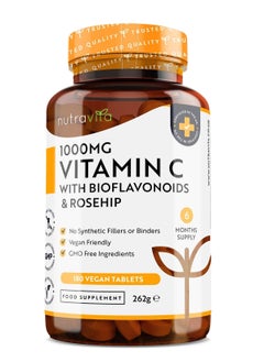 Nutravita Vitamin C With Bioflavonoid & Rosehip 185 Vegetarian Tablets 