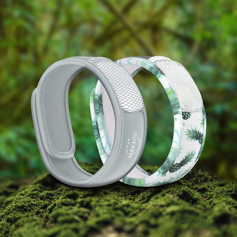 PARA'KITO Mosquito Repellent Bracelets + Refill Pellets Bundle, Mosquito Bracelets, Peppermint Oil, DEET Free Mosquito Repeller, Hiking Accessories, 2 Wristbands & 2 Refills (Smokey Grey+Pineapple) - Image 5