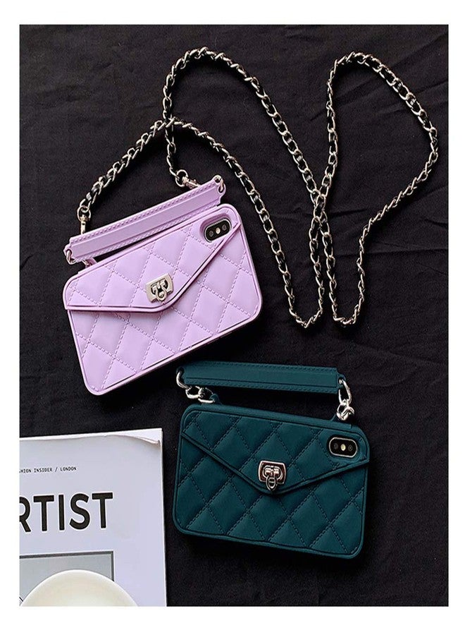 UnnFiko Wallet Case Compatible with iPhone 15 Pro Max, Cute Light Luxury Bag Design, Purse Flip Card Pouch Cover Soft Silicone Case with Handstrap Long Shoulder Strap (Dark Green, iPhone 15 Pro Max) - Image 3