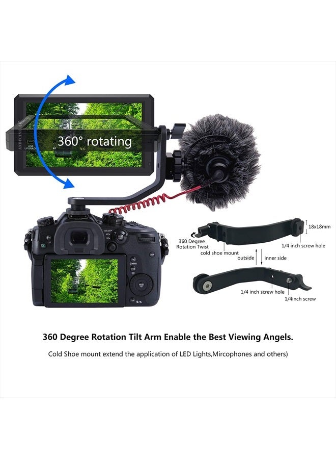 ANDYCINE شاشة ميدانية HDMI بحجم 5.7 بوصة A6 بدقة 1920x1080 مع خرج طاقة DC 8V وذراع دوار لكاميرات سوني ونيكون وكانون DSLR وGimbals - Image 4