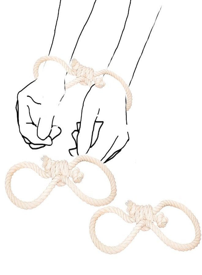Esselkay Soft Cotton Rope Handcuffs for Kids Role Play, 30 cm Length, Pack of 2, Beige - Image 5