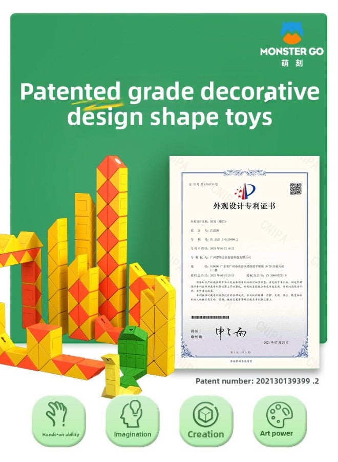 Gan Moe Engraved Magic Ruler 24 Segment Created Magic Snake MG TwistPuzzle Snake Varieties Children's Toy-Color:MG Magic Ruler Premium Version (yellow-green) - Image 4