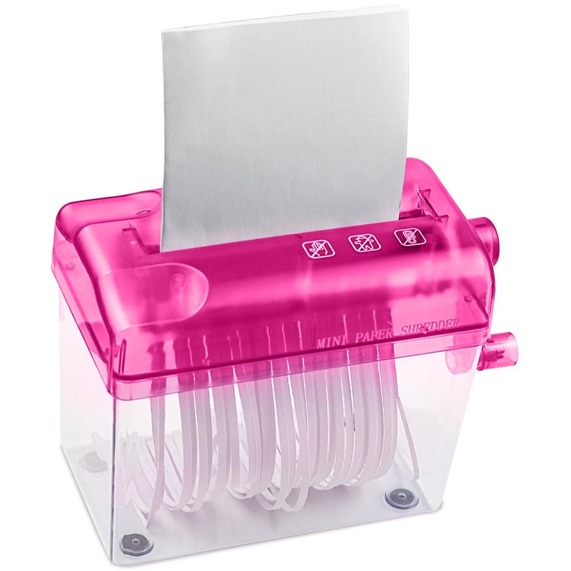 JIKIOU Mini Hand Shredder Portable Paper Shredder Manual Shredder Documents Paper Cutting Tool Home Office Desktop Stationery Red - Image 1
