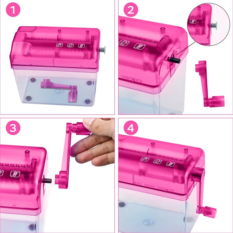 JIKIOU Mini Hand Shredder Portable Paper Shredder Manual Shredder Documents Paper Cutting Tool Home Office Desktop Stationery Red - Image 4