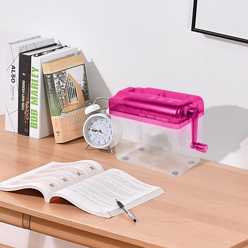 JIKIOU Mini Hand Shredder Portable Paper Shredder Manual Shredder Documents Paper Cutting Tool Home Office Desktop Stationery Red - Image 2