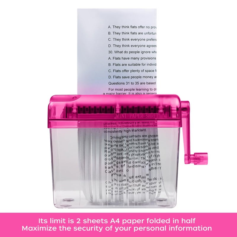 JIKIOU Mini Hand Shredder Portable Paper Shredder Manual Shredder Documents Paper Cutting Tool Home Office Desktop Stationery Red - Image 5