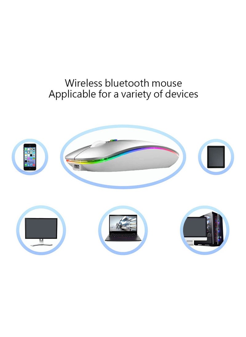 Generic LED Wireless Mouse Rechargeable Slim Silent Mouse 2.4G Portable Mobile Optical Office Mouse with USB & Type-c Receiver for Notebook, PC, Laptop, Computer, Desktop  - Image 5