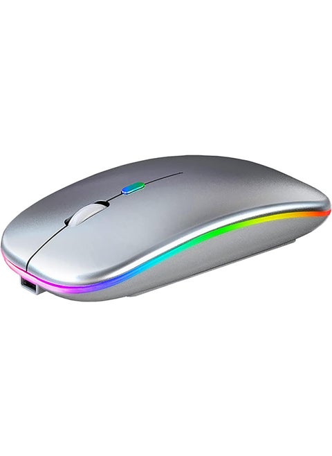 LED Wireless Mouse Rechargeable Slim Silent Mouse 2.4G Portable Mobile Optical Office Mouse with USB & Type-c Receiver for Notebook, PC, Laptop, Computer, Desktop