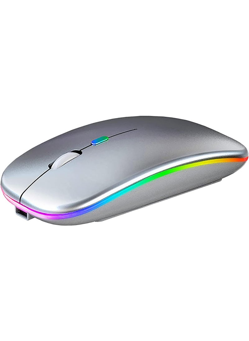 Generic LED Wireless Mouse Rechargeable Slim Silent Mouse 2.4G Portable Mobile Optical Office Mouse with USB & Type-c Receiver for Notebook, PC, Laptop, Computer, Desktop  - Image 1