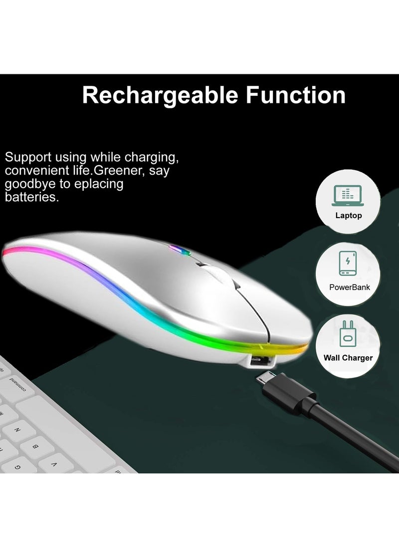 Generic LED Wireless Mouse Rechargeable Slim Silent Mouse 2.4G Portable Mobile Optical Office Mouse with USB & Type-c Receiver for Notebook, PC, Laptop, Computer, Desktop  - Image 2