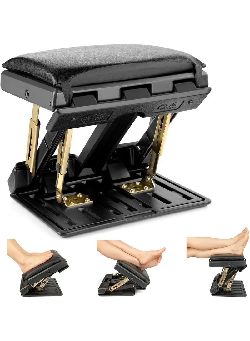 Bukela Office Footrest, Adjustable 4-Level Height Leg Rest, Ergonomic Desk Footrest with Soft Pad, Foot Rest for Car, Home and Office (Black) - Image 1