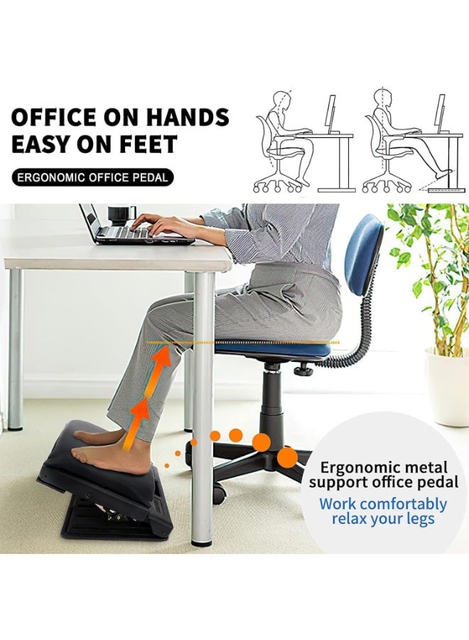 Bukela Office Footrest, Adjustable 4-Level Height Leg Rest, Ergonomic Desk Footrest with Soft Pad, Foot Rest for Car, Home and Office (Black) - Image 2