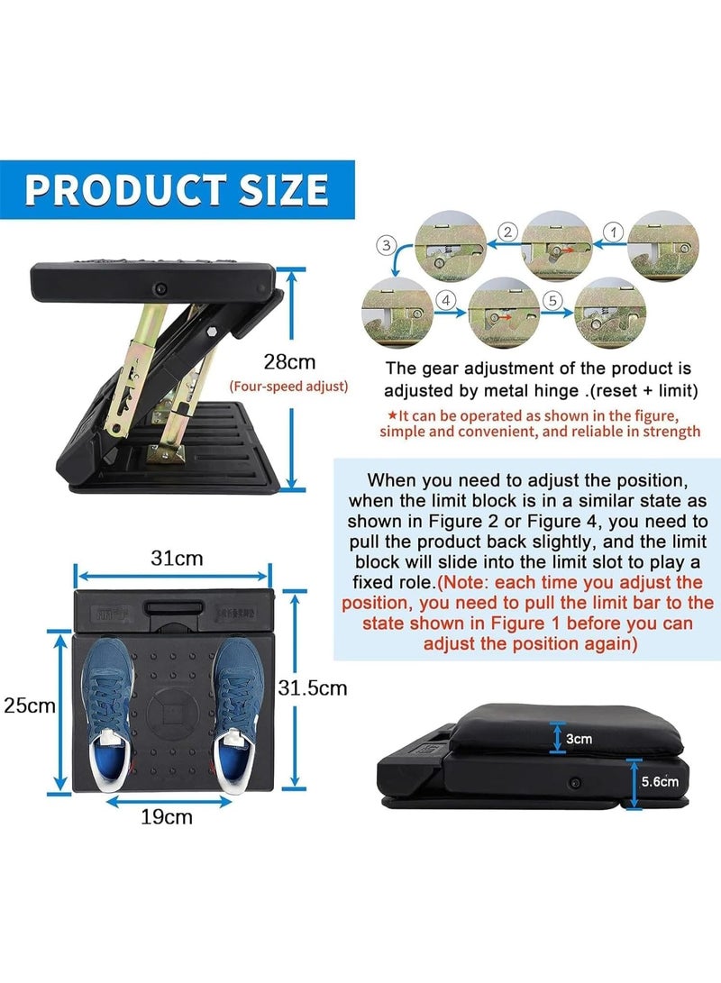 Bukela Office Footrest, Adjustable 4-Level Height Leg Rest, Ergonomic Desk Footrest with Soft Pad, Foot Rest for Car, Home and Office (Black) - Image 4