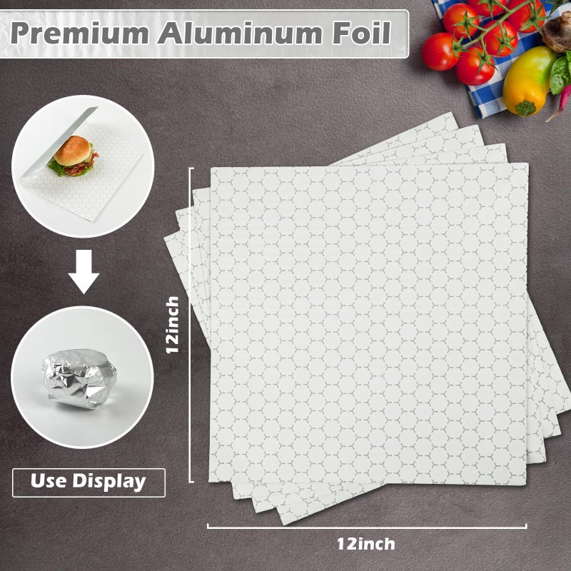 CELSOL 50 Pack Premium Insulated Foil Sandwich Wrap Sheets, 12"x12" Pre-Cut Foil Paper for Hot Dogs, Burgers, Burritos, Food Wrapping, Grease-Resistant and Waterproof, Heat & Cold Insulation for Freshness - Image 2