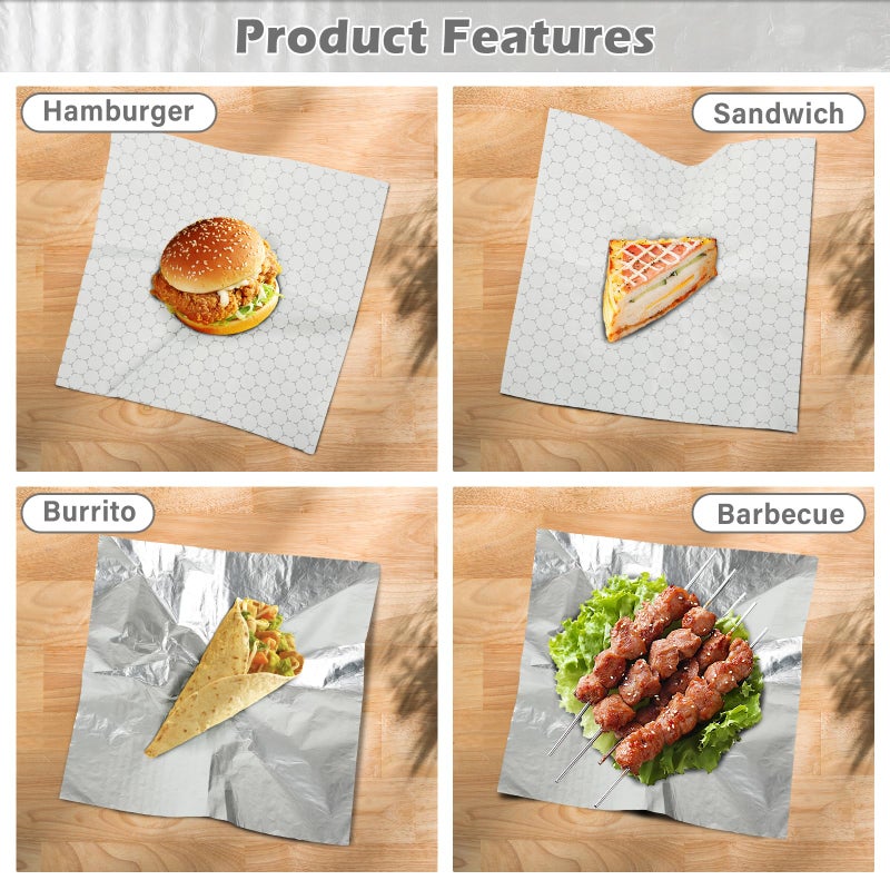 CELSOL 50 Pack Premium Insulated Foil Sandwich Wrap Sheets, 12"x12" Pre-Cut Foil Paper for Hot Dogs, Burgers, Burritos, Food Wrapping, Grease-Resistant and Waterproof, Heat & Cold Insulation for Freshness - Image 5