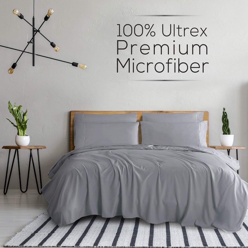 Mueller Luxury 6 Piece Queen Sheet Set - Ultra-Soft 1800 Series  Cooling & Breathable Hotel Quality Bed Sheets  Deep Pocket up to 16"" - Hypoallergenic  Wrinkle-Resistant  Oeko-TEX  Light Gray - Image 2