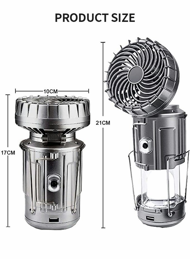 GROIC Hanging Camping Light with Fan Camping Lantern Portable Tent Fan Camping LED Light Collapsible-USB Rechargeable and Solar Power Hurricane Emergency Survival Kit for Outdoor Camp Hiking Fishing Reading  - Image 5