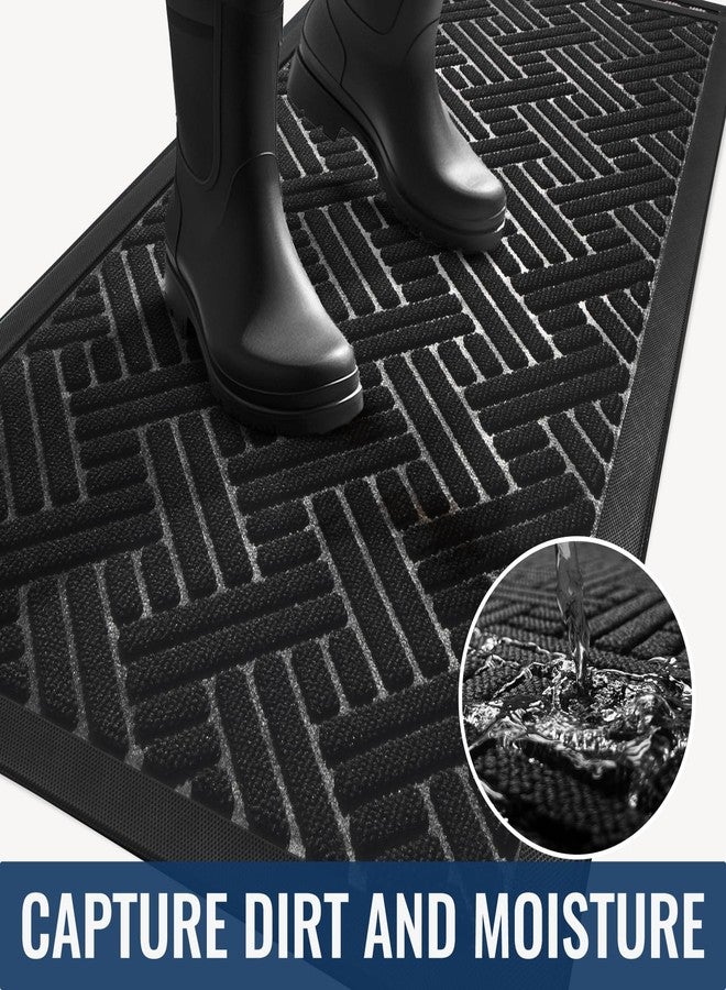 BEHERO Front Door Mat Indoor Outdoor Entrance, 29.5x17 Inch, Welcome Mat for Entryway, Stain and Fade Resistant, Heavy Duty Absorbent Door Mat, Non Slip Door Mats Outdoor, Entry Doormat, Black - Image 3