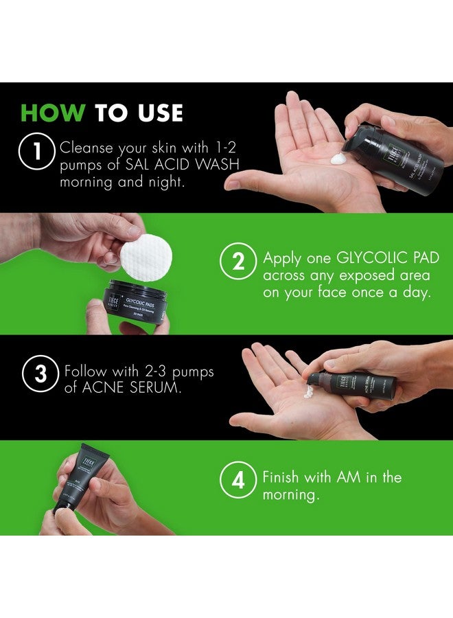 Tiege Hanley Men's Acne Treatment System (Level 2), The TiegeClear Acne Advanced Routine for Smooth Skin - Includes Sal Acid Wash, Glycolic Acid Pads, and Acne Serum - All Skin Types - Image 5