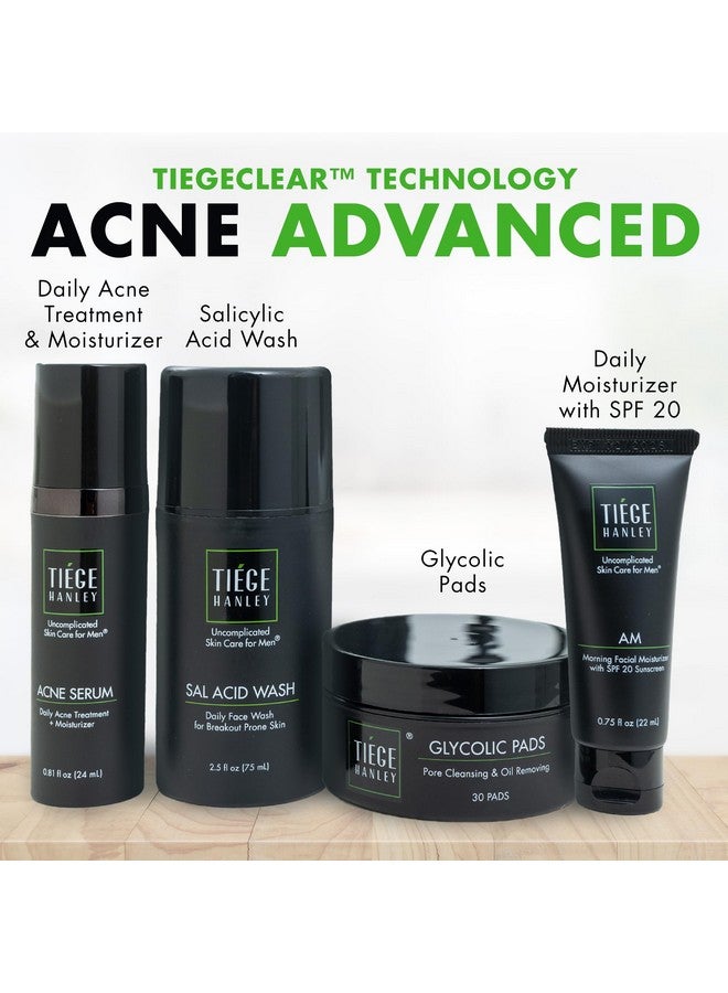 Tiege Hanley Men's Acne Treatment System (Level 2), The TiegeClear Acne Advanced Routine for Smooth Skin - Includes Sal Acid Wash, Glycolic Acid Pads, and Acne Serum - All Skin Types - Image 2