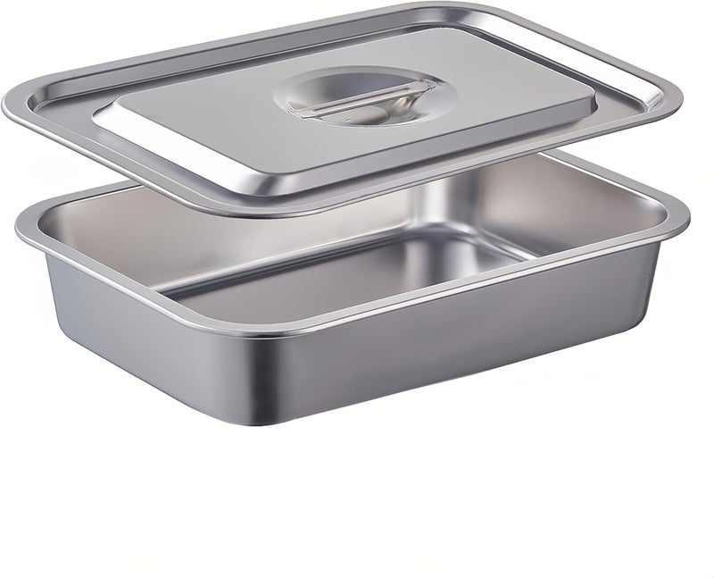 CozyState 4 Inch Extra Deep Lasagna Pan with Lid, 11.6x15.6 Inch 9.2QT Large Stainless Steel Nonstick Lasagna Baking Roasting Dish Pan for Oven(L, 1 Pack) - Image 1