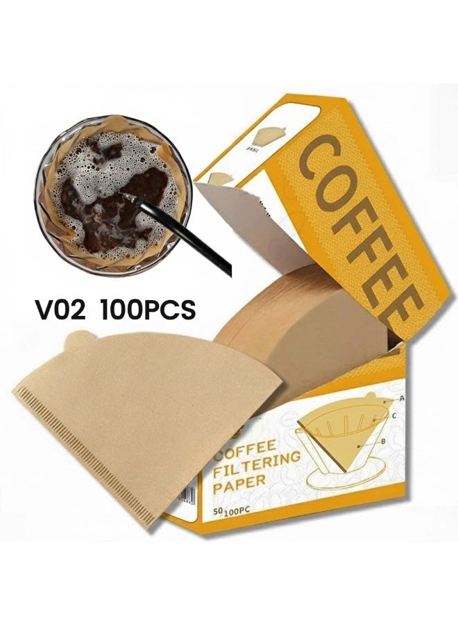 100 قطعة قطرة ورقة تصفية القهوة بيج V60 حجم 02 V02، 100pcs صب فوق ورقة تصفية القهوة - Image 1