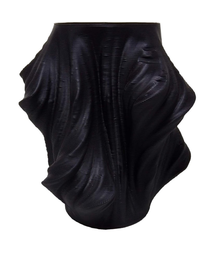 CERO 3D Printed Flower Vase 15 (Black PLA Plastic) - Image 1