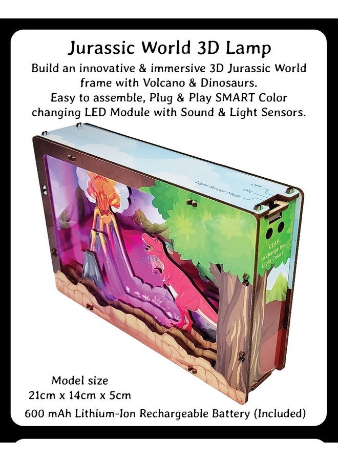 فنفينشين مصباح جوراسيك ثلاثي الأبعاد الذكي مع التحكم في الصوت والضوء - مجموعة أدوات تعليمية STEM DIY (استخدم التصفيق لتغيير اللون والتشغيل التلقائي في الظلام) - Image 4