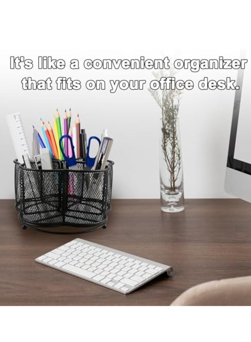 KASTWAVE Utensil Caddy Holder, Desktop Rotating Pen Holder, 360° Rotating Silverware Caddy Holder Countertop, 5 Compartment Whirling Utensil Holder, for Spoons, Forks, Pen and Knives,Tongs, Office Accessories - Image 3
