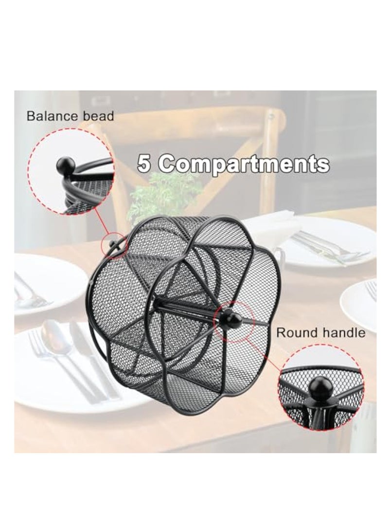 KASTWAVE Utensil Caddy Holder, Desktop Rotating Pen Holder, 360° Rotating Silverware Caddy Holder Countertop, 5 Compartment Whirling Utensil Holder, for Spoons, Forks, Pen and Knives,Tongs, Office Accessories - Image 4