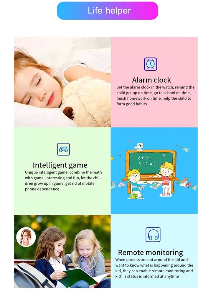 Arabest Children's Smart Watch,Locator,Large Screen Sports Watch,Silicone Material,Suitable for Gifts for Children(Pink)  - Image 5
