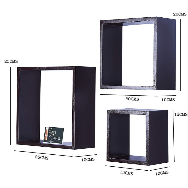 Onlineshoppee Frente Set of 3 Floating Wall Shelves Brown - Image 2