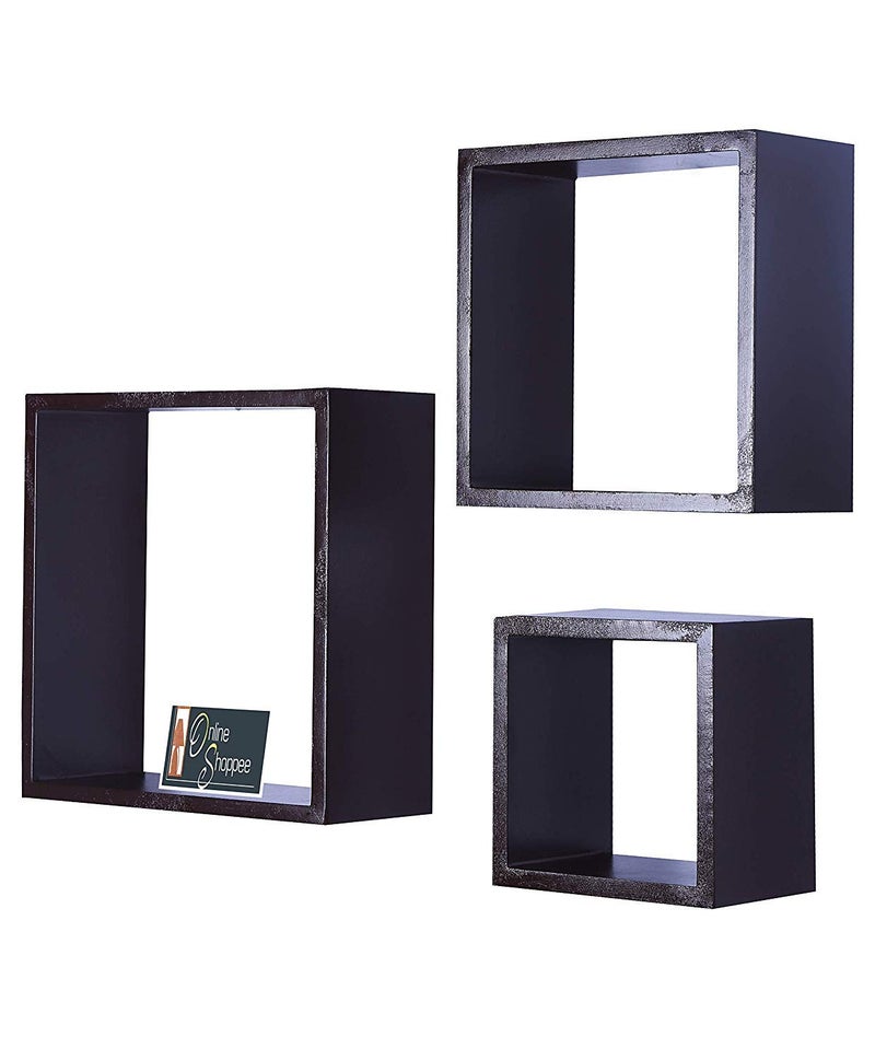 Onlineshoppee Frente Set of 3 Floating Wall Shelves Brown - Image 3