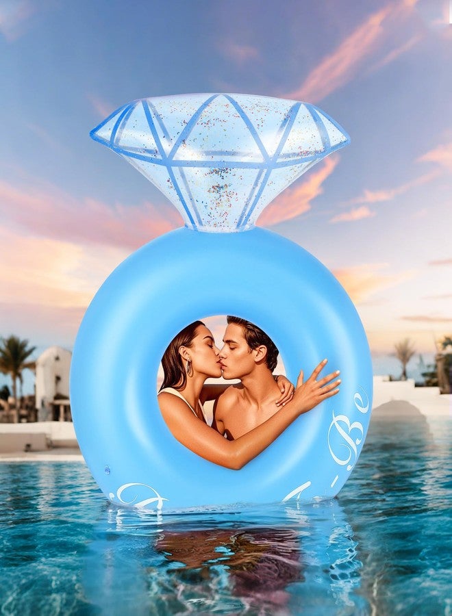 HeySplash Pool Floats, Inflatable Diamond Ring Pool Float, Large Engagement Ring Floatie for Bachelorette Party, Swim Tube River Lake Wedding Bride Stagette Decor Fun Toy Raft for Adults, Blue - Image 3