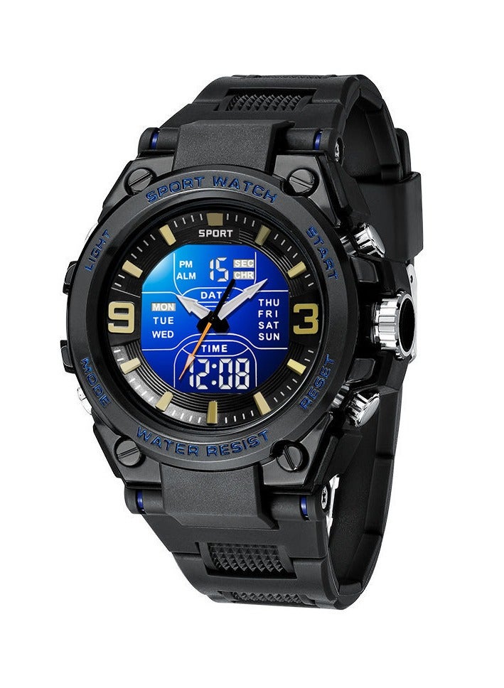ساندا ساعات كوارتز رياضية للرجال بشاشتين LED إلكترونية رقمية وساعة عسكرية مقاومة للماء مقاس 52 مم - Image 2