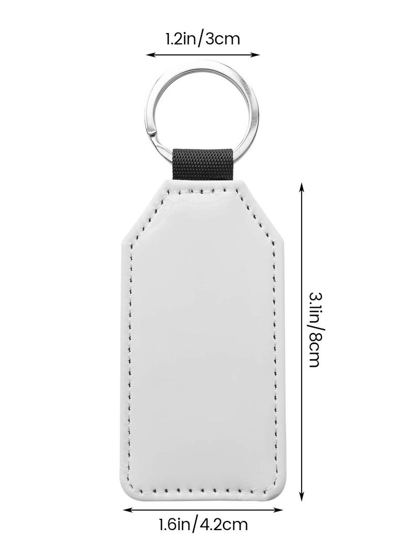 SOLARAE 10 Pcs Sublimation Blank Keychains, PU Leather White Keychains Ornament Pendants, for Man Women Crafts Heat Transfer - Image 2