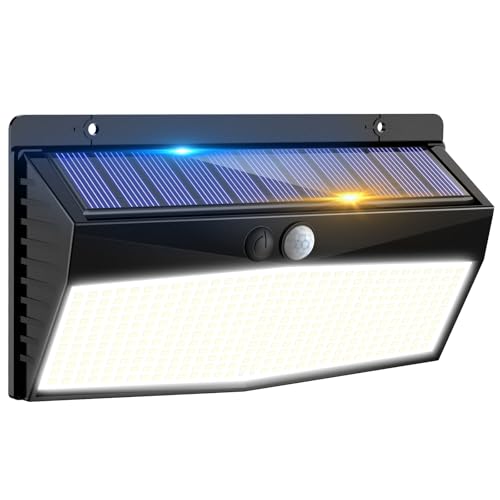 Peasur 368 LED Solar Lights Outdoor Motion Sensor, Solar Fence With 3 Lighting Modes, Powered Security Waterproof for Outside Yard Wall Garden Backyard Garage - Image 1