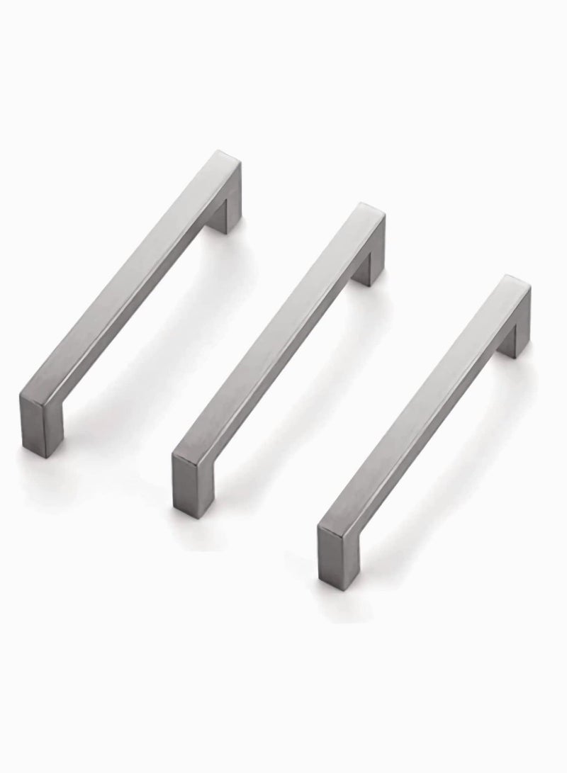 Stainless Steel Handles,  3 Pack 5 Inches Kitchen Cabinet Handles, Stainless Steel Drawer Dresser Hollow Pulls, Cupboard Square Bar Pulls Brushed - Image 1