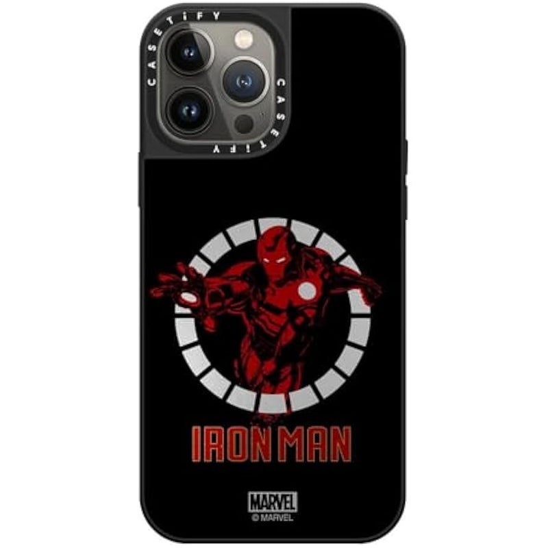 Casetify Mirror iPhone 13 Pro Max Case 【Iron Man Co-Lab/Reflective / 4.9ft Drop Protection/Compatible with Magsafe】 - Iron Man Armor Up - Black - Silver on Black - Image 3